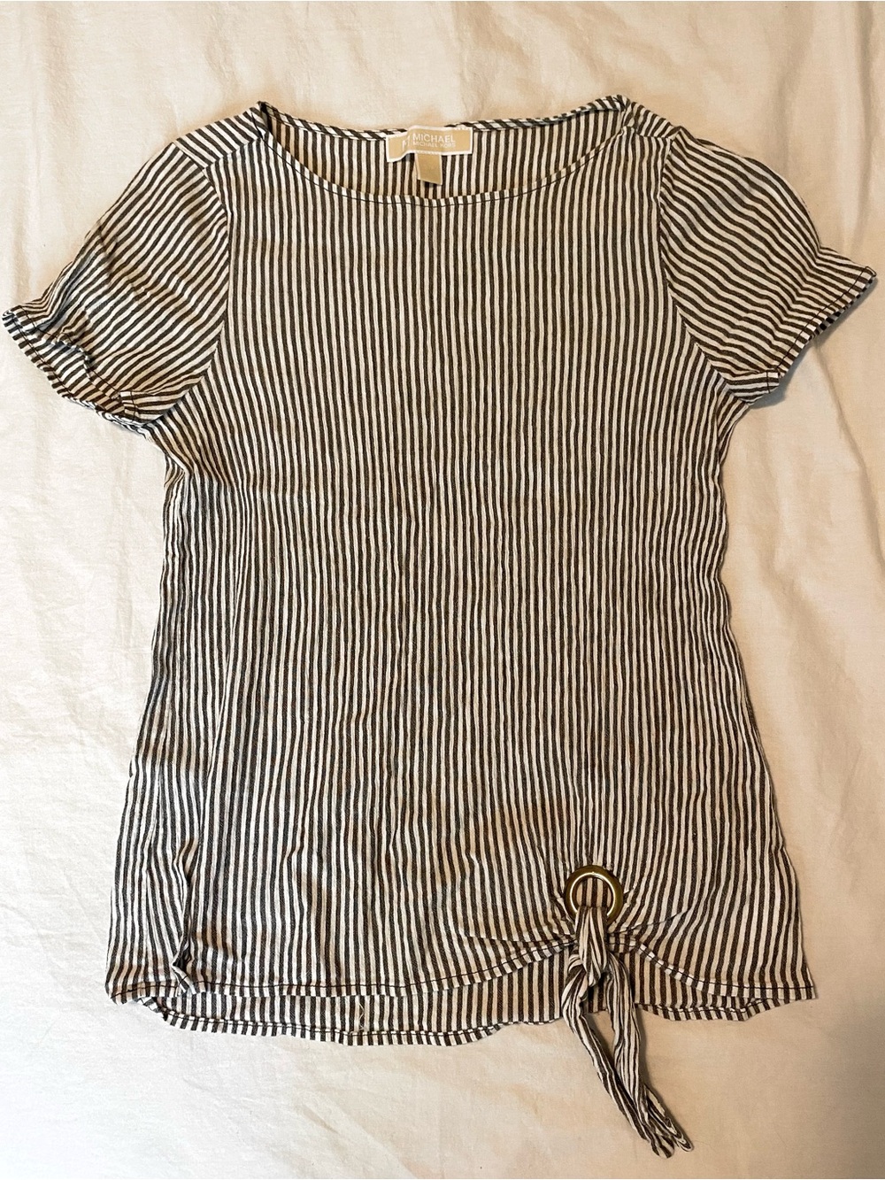 Michael by Michael Kors Striped Tie-Hem Women’s Top - Black & White